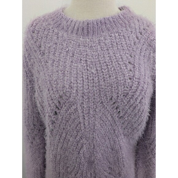 Talbots Lilac Purple Open Knit Cozy Soft Eyelash Sweater sz M Casual - Picture 5 of 8